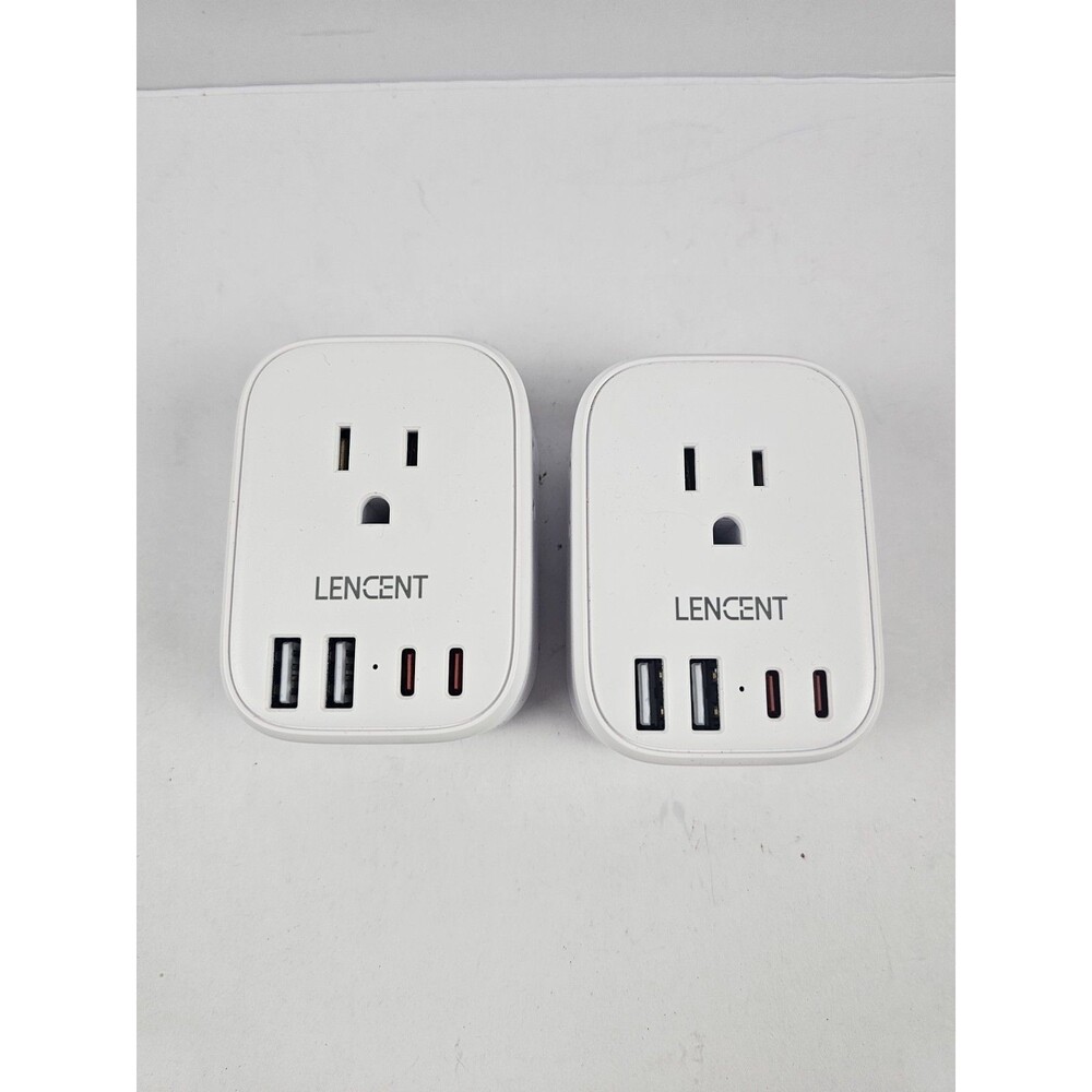 2 European Travel Plug Adapters LENCENT Type-C USB US to Europe Fold Power Plugs